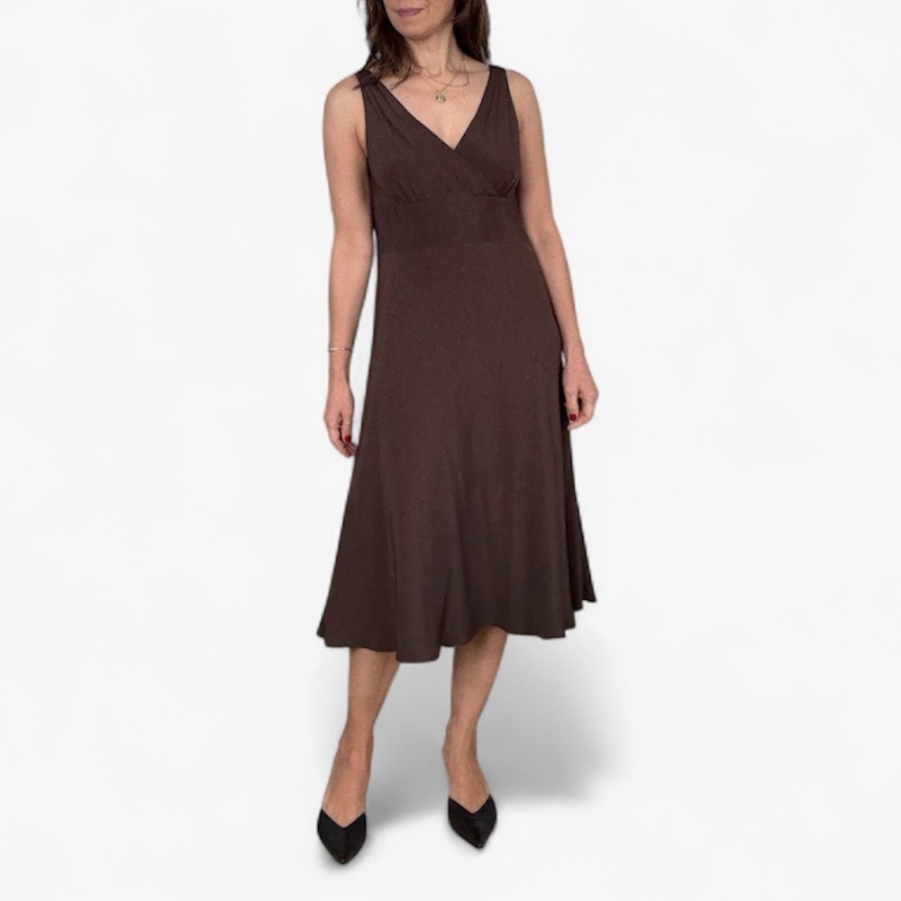 J. Crew Vintage Brown Silk Midi Dress